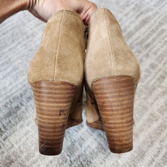 Lucky Brand womens Yakeena brown suede wedge bootie boot size 7.5 - Picture 6 of 11